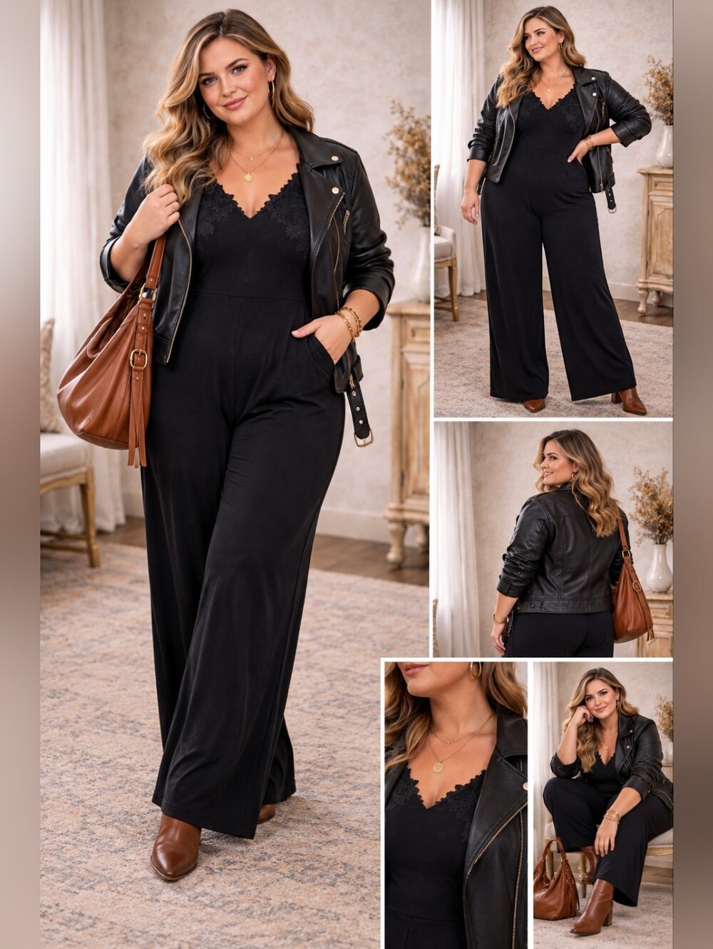 Black Jumpsuit with Lace 3x Nwot Plus, Datenight Wedding,Romantic